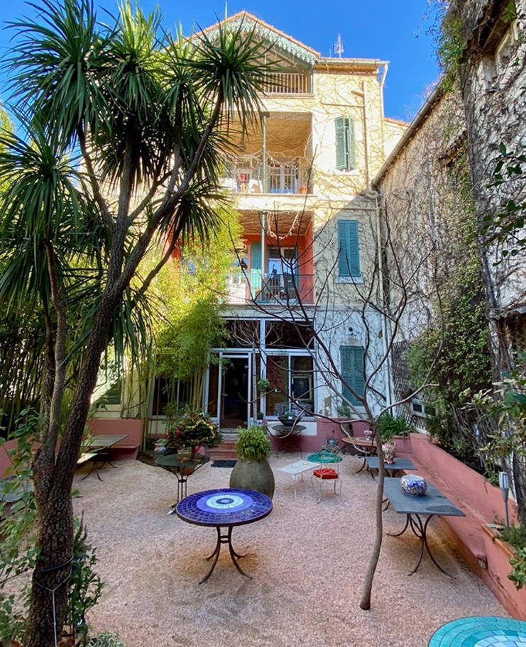 Outdoor terrace of Le Domino restaurant